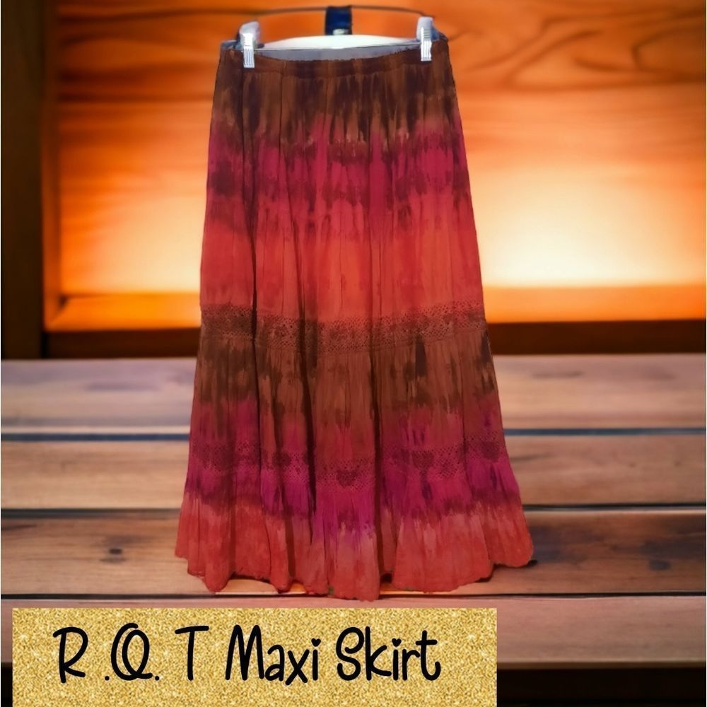 R.Q.T bohemian style maxi tie dye skirt